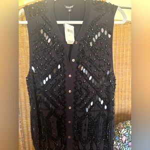 Embellished Lucky Brand Black Sleeveless Top